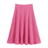  MQTIME  -  Vintage Printed High Waist Midi Skirts 2 Piece Sets For Women New V Neck Tied Short Top Holiday Summer Woman Outfits