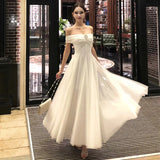 MQTIME  -  Summer Luxury Long Dresses Strapless Hanging Neck Party Dress Sleeveless Slim A-line Women White Mesh Dress