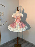 MQTIME  -  Pink Bra Shirt Skirt Lolita Cute Sweet Girl Lace Princess Dress Young Girls Birthday Lolita Tutu Dress Flower Party Dress