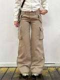 MQTIME  -  American Women Y2k Pants Baggy Jeans Fashion Street Casual Trousers Straight Pants All-match Solid Color Simple Style Patchwork