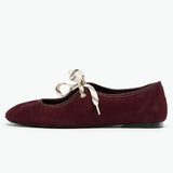 MQTIME  -   Fashion Lace Up Sewing Design Brand Ballet Flats Women High Quality Faux Suede Mary Jane Shoes Comfortable Round Toe Loafers