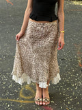  MQTIME  -  Y2k Vintage Low Waist Leopard Print Gauze Slight Strech Patchwork All Match Fashion Skirts