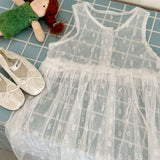 MQTIME  -  Summer Infant Baby Girl Mesh Dress Korean Floral Print Sleeveless Kid Girl Dress Shoulder Straps Gauze Little Girl Layered Dress