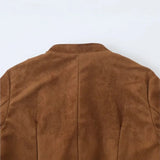 MQTIME  -  Women Fall Vintage Buttons Jacket Street Style Faux Suede Slim Jacket New Autumn Trendy Elegant Chic Dinner Jacket