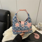 MQTIME  -  American Retro Buckle Cowboy Pentagram Punk Shoulder Bags Crossbody Bag Large Capacity Storage Bags Wallet Woman Bag