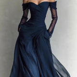MQTIME  -  Women's Dresses Spring Sexy Hollow Strapless Mesh Elegant Party Dresses Casual Off Shoulder Long Sleeve Boho Dress Vestidos