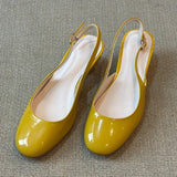 MQTIME  -  Concise Style Patent Leather Wedges Slingback Heels Women Round-Toe Adjustable Buckle Design Mary Jane Shoes Designer Dress Shoe