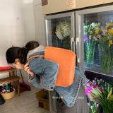 MQTIME  -  Hanrted Large Capaci Basket Bag Orange Jasmine Spring Summer Handheld Beach St Woven Bag Korean Sle oulder Bag