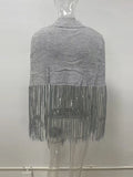 MQTIME  -  Fringe Hem High Mock Neck Women Poncho Loose Batwing Sleeve Relaxed Oversize Sweater Straight Fringe Hem Top City Street Wear
