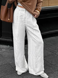 MQTIME  -  Cotton pants, white fashionable wide leg pants, spring and summer new styles, cross-border versatile, casual commuting