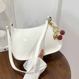 MQTIME  -  New Glossy Leather Cherry Pendant Versatile Sweet Phone Storage Women's Shoulder Bag