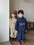  MQTIME  -  Winter New Children Plus Velvet Thick Clothes Set Boys Girls Fleece Letter Sweatshirt + Pants 2pcs Suit Kids Sports Outfits