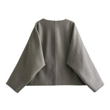 Mqtime Fashion Woolen Coat and Jackets Women Autumn and Winter New Woolen Single-sided Wool Jacket V-Neck Single-breasted Tops