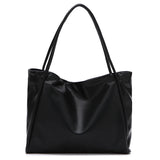 MQTIME  -  Trendy Large Capaci Soft Leather Tote Bag Women's Commuter oulder Bag Laptop Bag Handbag Magnetic Bule Closure Pure Color