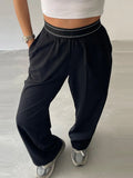  MQTIME  -  Fashion Patchwork Waist Long Pants For Women Elegant Wide Leg Baggy Trousers Lady 2026 Spring New Casual Sport Street Chic Pants