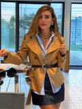MQTIME  -  Autumn Winter Fashion Double Breasted Zipper Scarf Decor Trench Coat Women Elegant Streetwear