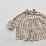  MQTIME  -  Autumn New Children Long Sleeve Shirts Cotton Boys Lapel Striped Shirts Fashion Baby Girls Casual Shirts Kids Clothes