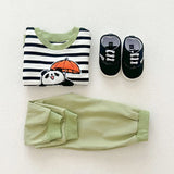 MQTIME  -  2psc Autumn Newborn Infant Baby Girls Boy Cartoon Panda Hoodie + Trousers Streak Set Kids Fashion Baby Clothing