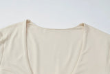 MQTIME  -  Women Solid Basic Ruched Bodycon Mini Dress Sexy V Neck Long Sleeve Peach Hips Slim Party Clubwear Autumn Casual Streetwear
