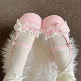 MQTIME  -  Y2K Wedges Lace Bow Lolita Y2K High Heel Summer Llita Cosplay Shoes Mary Jane Shoes Sneakers Cutecore Heels Women's Footwear