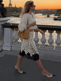 MQTIME  -  Fashion Lace Patchwork Long Skirt Women's Slim High Waist Commute Elegant Party Y2k Skirt Female Summer Maxi Skirt
