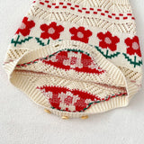 MQTIME  -  New autumn baby clothing, 0-3 year old female baby, small red flower jacquard knitted sweater jumpsuit, crawling suit