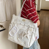  MQTIME  -  Korean Style Clear Window Pocket Tote Bag Women Star Pendant Large Capacity Daily School Handbags Fashion Shoulder Bags