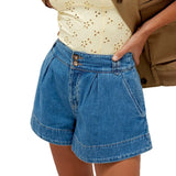  MQTIME  -  Summer New Women's Casual Loose High Waist Pocket Washing Denim Shorts Women