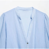MQTIME  -  Cotton Ruffles Mini Dress Women Long Sleeve V-neck Elegant High Waist A-line Dresses Female 2025 Summer Button Up Street Robe
