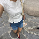 MQTIME  -  Casual Ruched Shirt Skirt Sets Women O-neck Short Sleeve Crop Blouses Spliced A-line Skirts 2025 Summer Lady Vacation Outfits