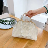 Mqtime Vintage Classic Lace Bag Beads Wedding Shell Lock Bags Women Shoulder Crossbody Bag Chain Women's Handbags Purses