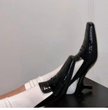 MQTIME  -  Stunning  Heel Sandals Women's Summer New Sle Bla Pointed Toe High Heel oes Faionable f Slippers PU Lined Rubbe...