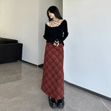 MQTIME - Plaid Pattern Zipper Side High Waist Women'S Skirts Winter Y2K Casual Party Fashion Daily Clothing