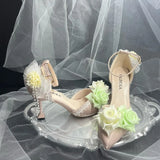 MQTIME  -  bridal wedding heels High heels shoes elegant champagne Lolita cosplay y2k accessories Wedding shoes 2000s designerdress heel