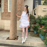 MQTIME  -  Woman Dress Sleeveless Elegant Sweet Irregular Halter Ruffles Summer Fashion Female Mini Dresses Party Casual Chic