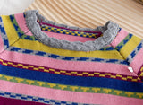 MQTIME  -  New Winter Little Girls Sweater Colorful Thicken Warm Toddler Girls Kids Girls Knitwear Contrast Striped Toddler Girls Pullovers