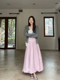 MQTIME  -  Sweet Pink Ball Gown Skirts Women Elegant Elastic Wasit Maxi Long Skirt Spring Summer Luxury Korean Fashion Clothing Ins