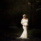  MQTIME  -  Fashion Maternity Red Dress for Photo Shoot Maxi Maternity Gown Sleeveless Lace Fancy Sexy Women Maternity Photography Props