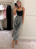 MQTIME  -  2024 Autumn Winter Women Sexy Club Midi Sequined Skirts Bodycon Solid High Waist Pencil Skirt For Women