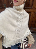 MQTIME  -  Women's Bohemian Tassel Turtleneck Pullover Sweater Hollow Out Crochet Loose Knit Poncho Cape Chic Casual Winter Fall Ladies Top