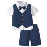 MQTIME  -  Boys Clothes Set Kids Formal Wedding Dress Suit Toddler Suit Church Photoshoot Funeral Ring Bearer Outfit Shorts Set Tuxedo