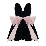 MQTIME  -  Fashion Party Dresses For Woman Evening Dress Backless Piglet Breast Vestidos Sexy Banquet Slim Bow Contrast Color Sleeveless