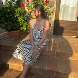 MQTIME  -  Women's Polka Dot Layered Decorative Satin Sleeveless Suspender Dress Ruffle Slim Chic Party Dress Fashion Female Clothing 2025