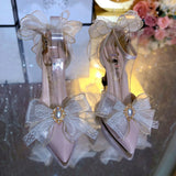 MQTIME  -  Lolita Cosplay Y2K Heels Pink Dreamy Bridal Wedding Shoes 2000S Heels High Quality Designer Luxury Shoes Elegant Women's Sandals