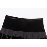  MQTIME  -  Chic Fashion Velvet Splicing High Waist Mini Skirts For Women New Ruffles Elegant Skirt Woman Y2k Night Club Party Skirts﻿ ﻿