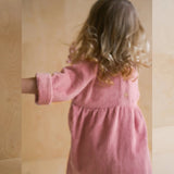  MQTIME  -  Girls Corduroy Dress Autumn Winter New Round Neck Warm Princess Dress Waist Pleated Back Buttons Long-Sleeved Dresses For Kids