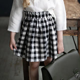 MQTIME  -  Classic Black And White Plaid Skirt Girls Summer New Loose Elastic Waist Skirt Mori Retro Cotton Linen Short A-Line Skirts