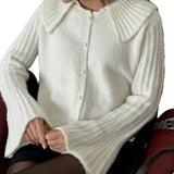 MQTIME  -  New Doll Lapel Knitted Cardigan Women