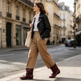 MQTIME  -  Ballet-Style Pleated Design Winter Ankle Boots for Women Bow Detail Round Toe Designer Boots Comfortable Soft Flat Casual Shoes