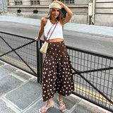 MQTIME  -  Spring Women's Clothing Polka Dot Slimming Elegant Office Wear A Line Long Skirt For Woman Polyester Vintage Midi Skirt With Fl